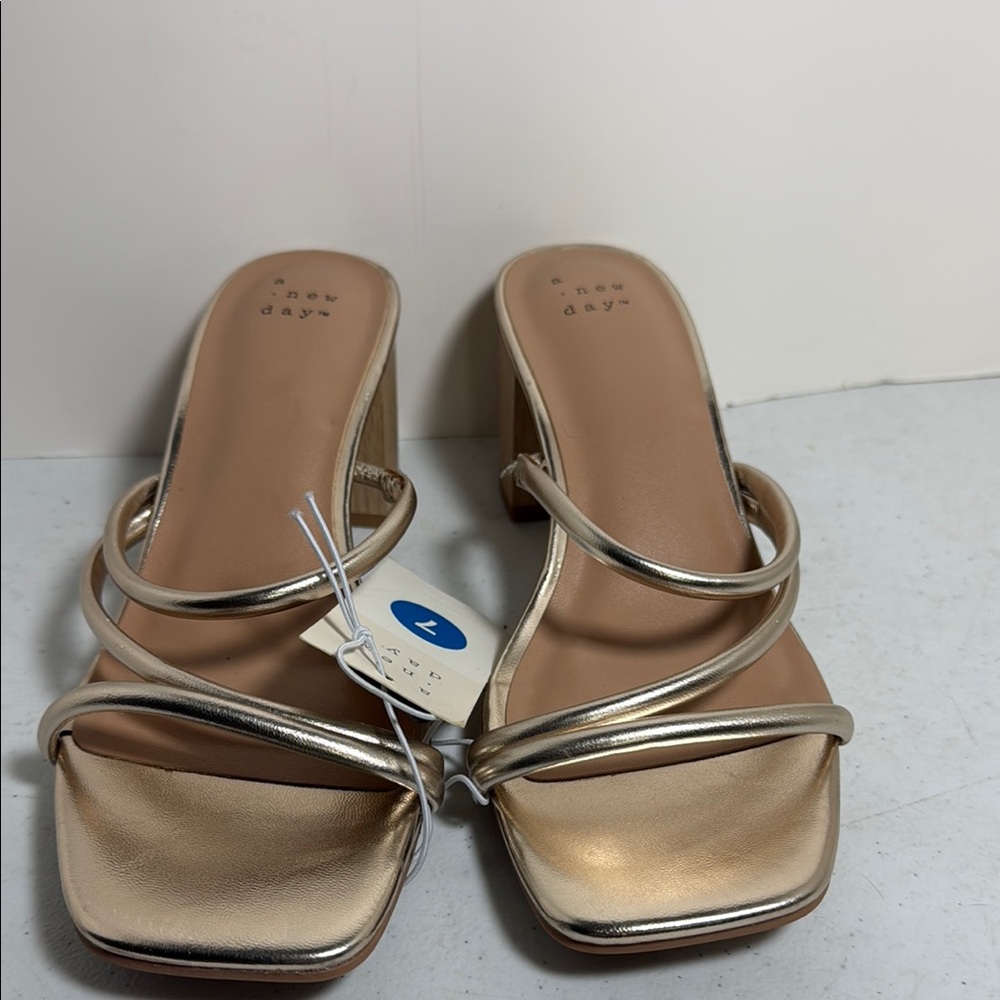 A New Day Women's Metallic Gold Strappy Heels
